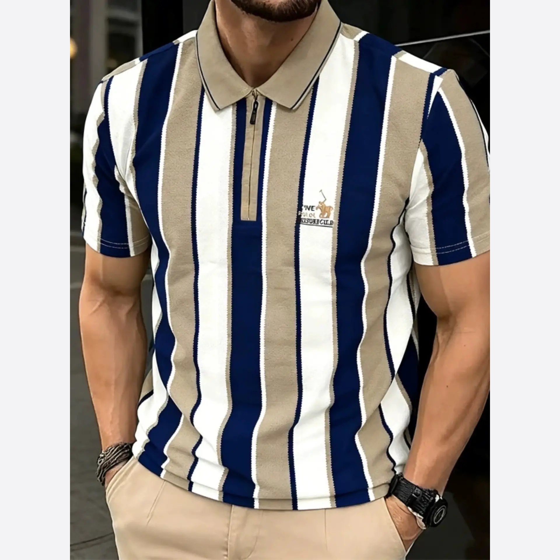 تیشرت نیم زیپ یقه دار برند پولو کد 1238