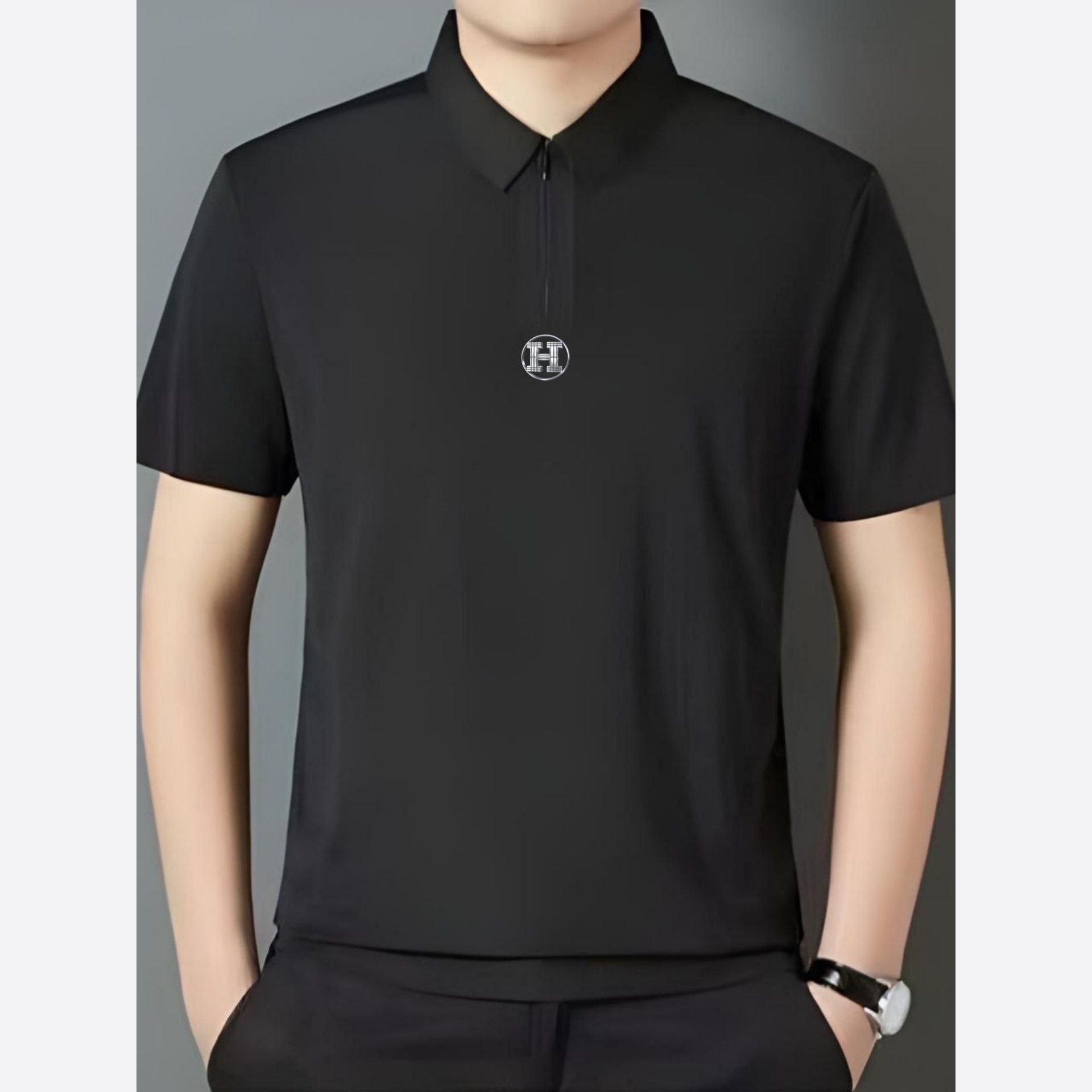 تیشرت نیم زیپ آستین کوتاه برند Hermes هرمس