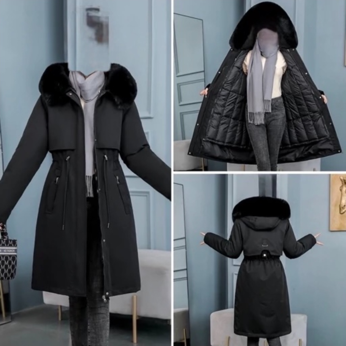 کاپشن زنانه دوقلو دوپوش کد 319