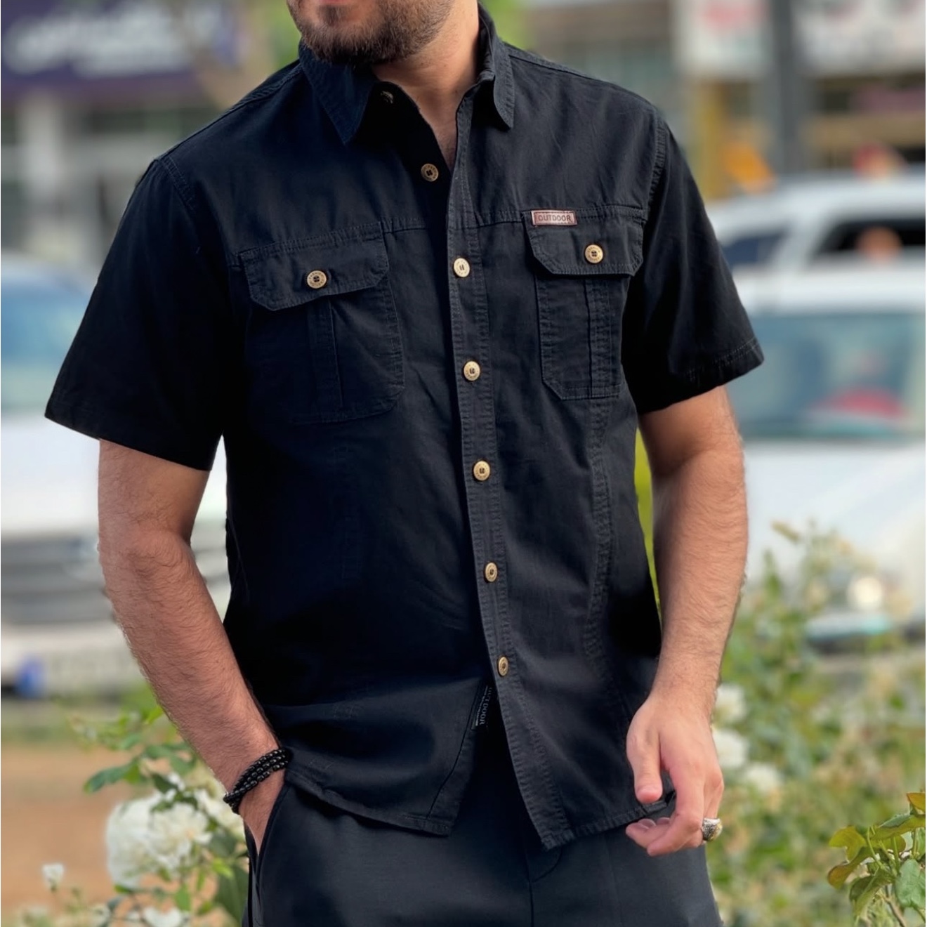 پیراهن مردانه کتان دو جیب در رنگبندی