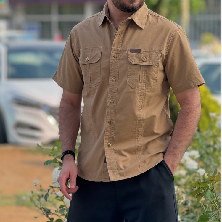 پیراهن مردانه کتان دو جیب در رنگبندی