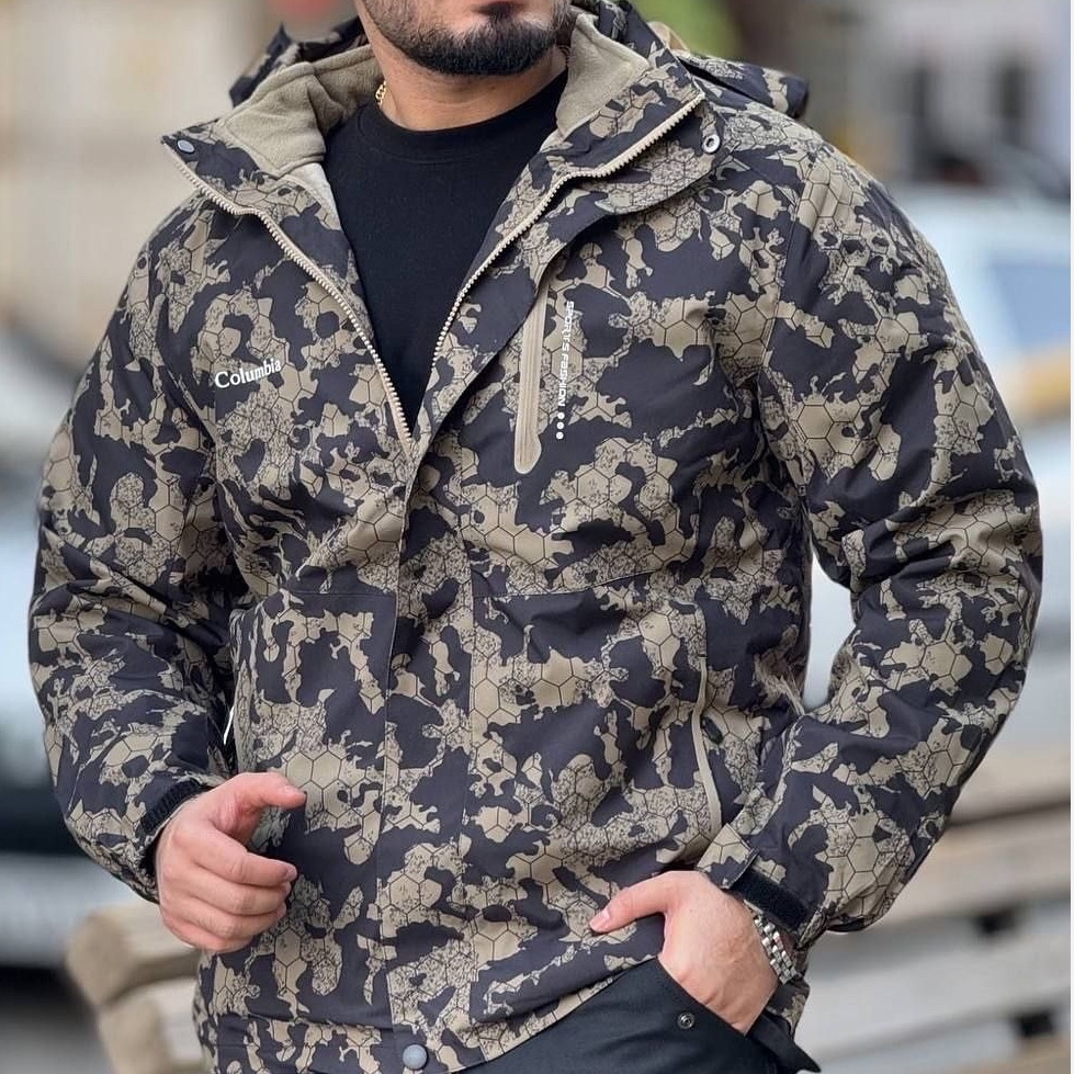 کاپشن مردانه دوقلو دوپوش داخل پلار چریکی