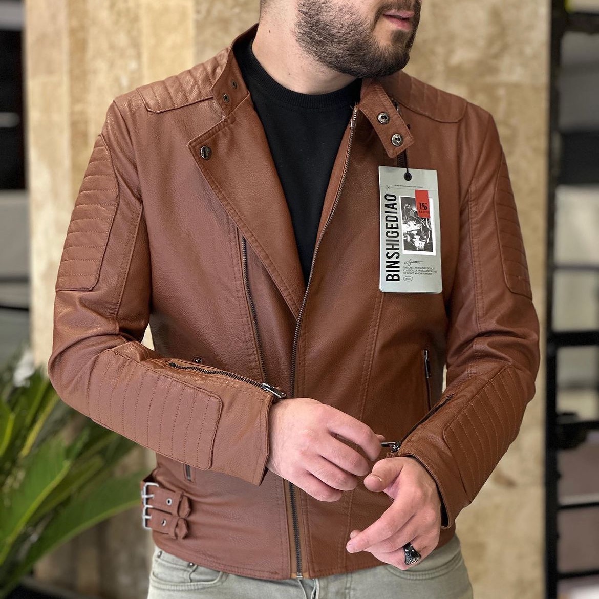 کاپشن چرم پلیسی جذاب و خاص کد1779