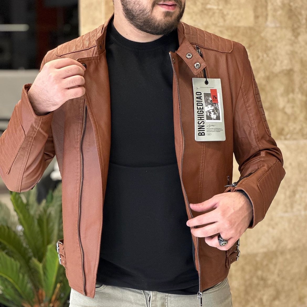 کاپشن چرم پلیسی جذاب و خاص کد1779