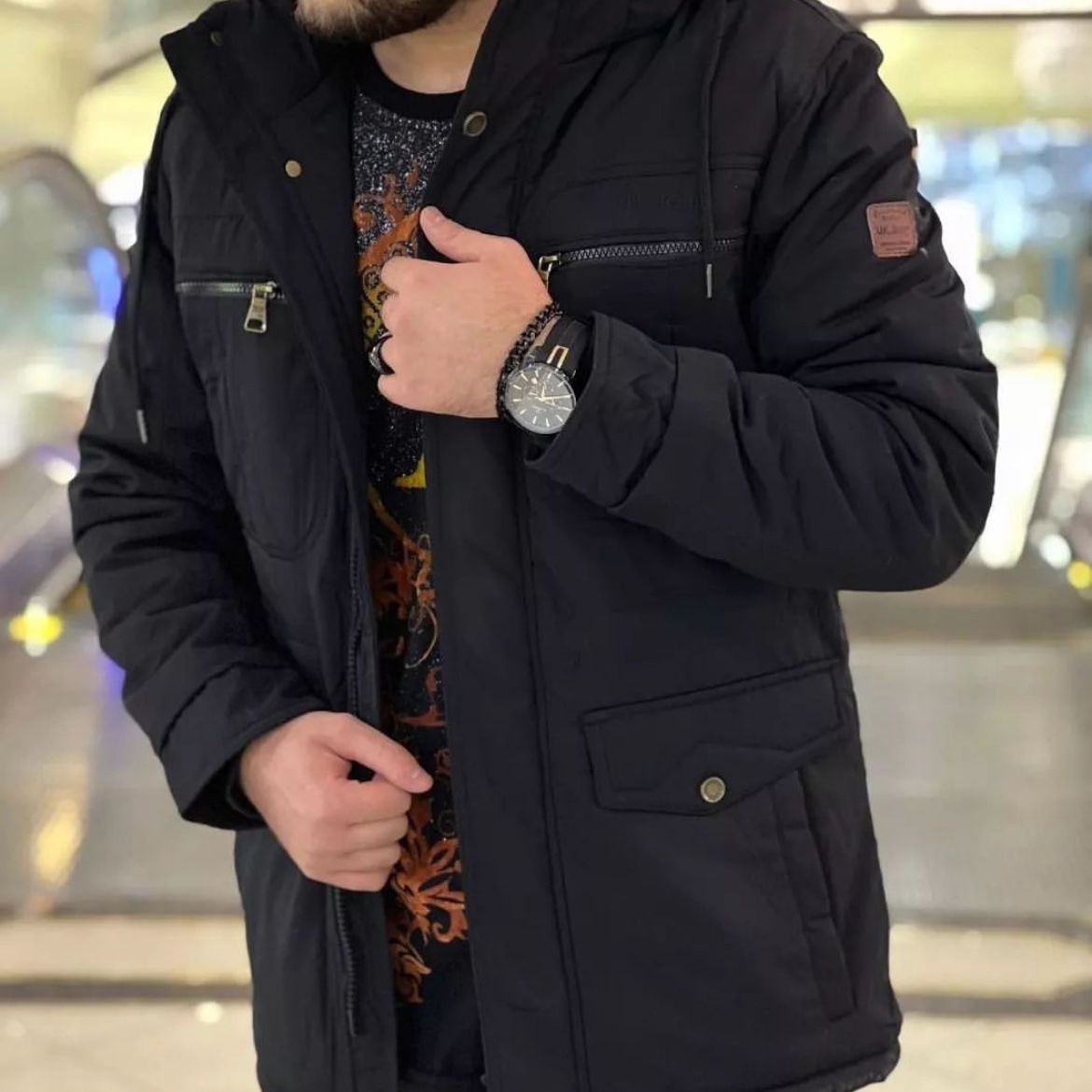 کاپشن مردانه برزنت ضد آب داخل خزدار