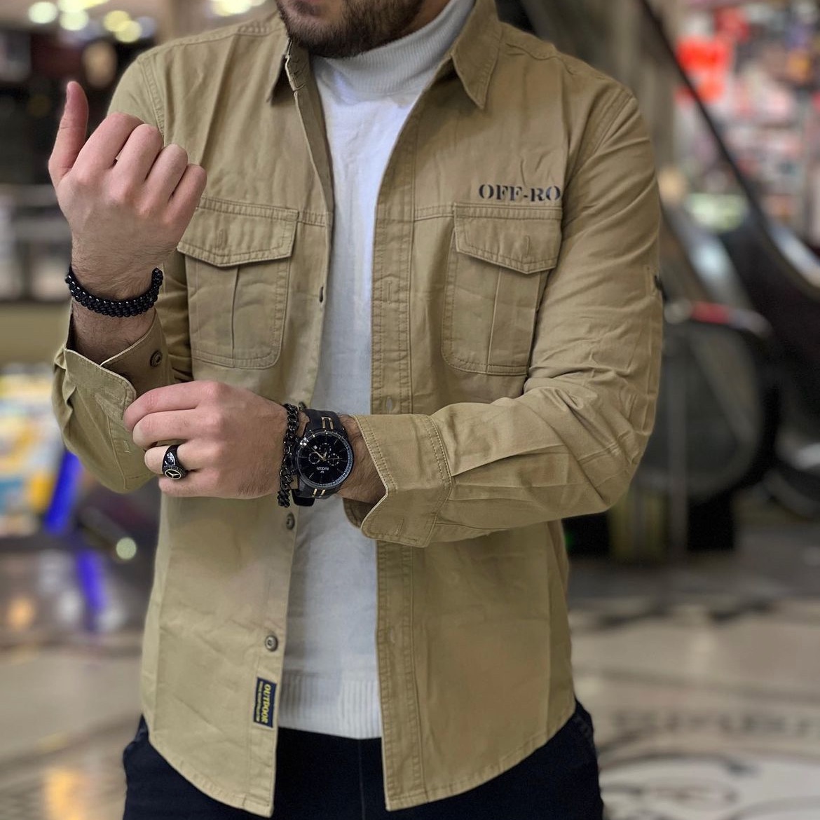 پیراهن مردانه صد در صد کتان مارک آفرود