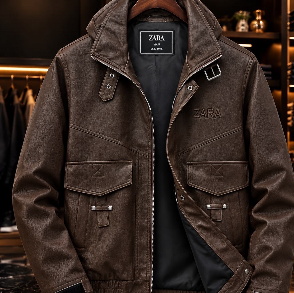 کاپشن چرم اسپرت مارک ZARA